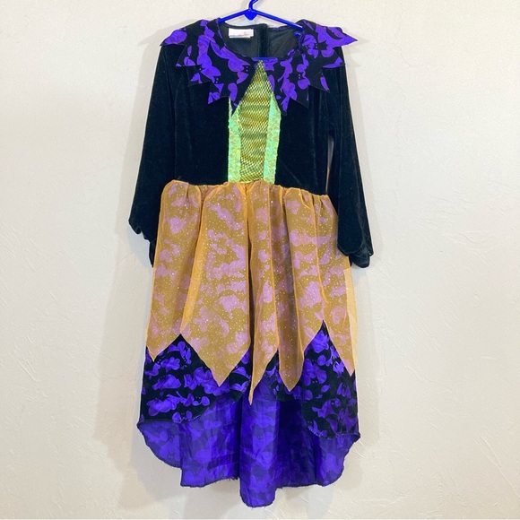 Girls Witch Black Orange Halloween Bats Costume - Picture 1 of 9